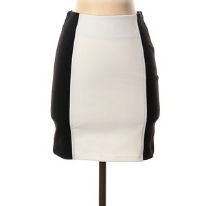 Sugar Lips Casual Skirt Black/White Paneled Fitted Pencil Skirt XS Polyester/Ray